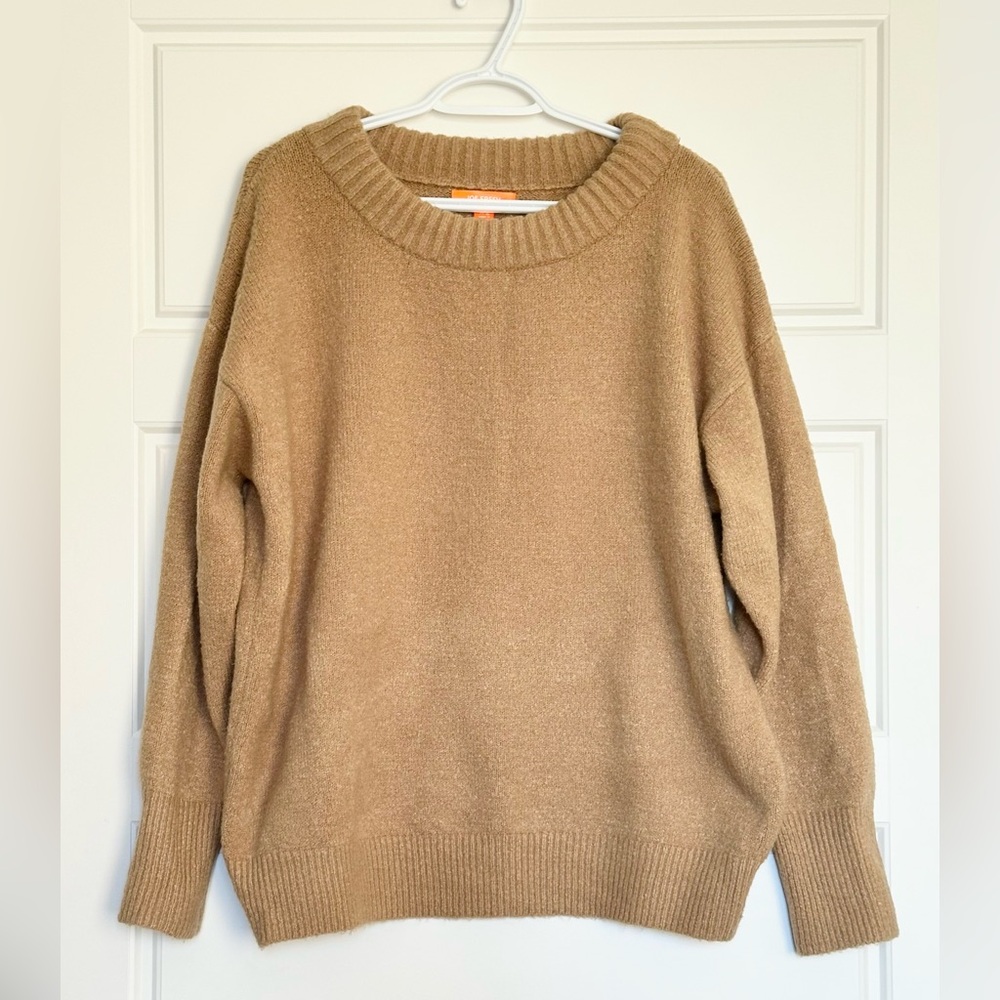 XL Tan Knit Boat Neck Sweater